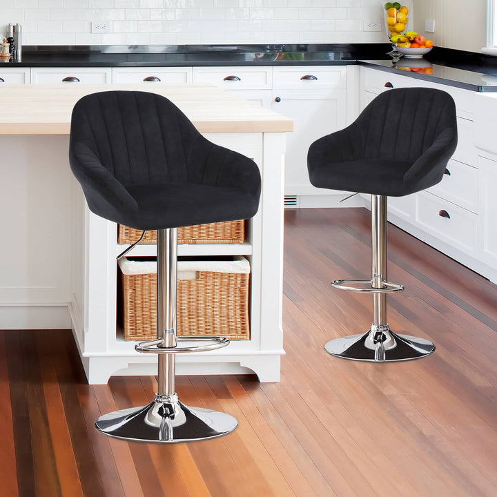 Modern Velvet Swivel Bar Stools Set of 2 - jiemaisi