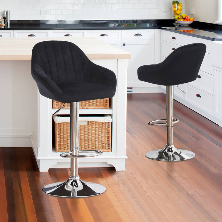 Modern Velvet Swivel Bar Stools Set of 2 - jiemaisi