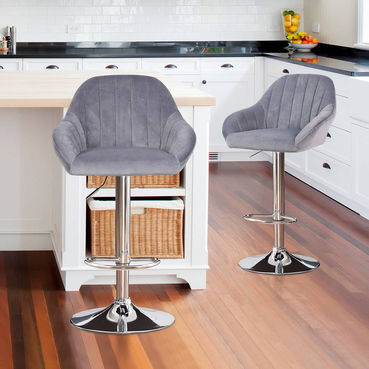 Modern Velvet Swivel Bar Stools Set of 2 - jiemaisi