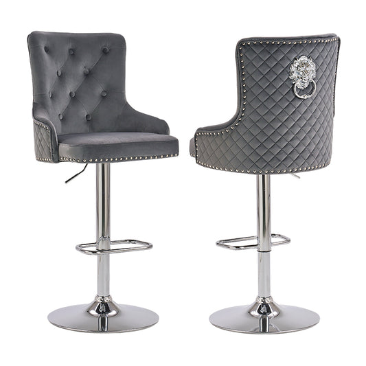 Velvet High Back Bar Stools Set of 2