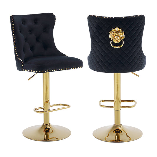 Velvet swivel bar stools Set of 2