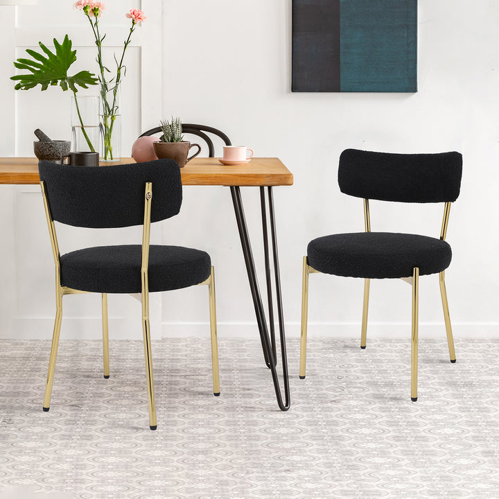 Modern Round Upholstered Dining Chairs Set of 2 - jiemaisi