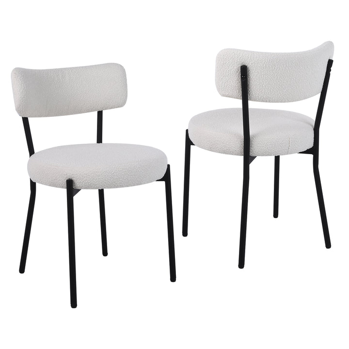 Modern Round Upholstered Dining Chairs Set of 2 - jiemaisi