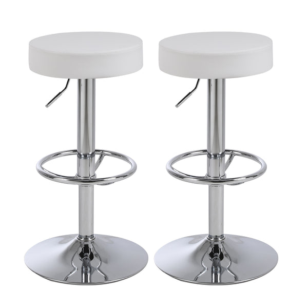 Comfortable PU Leather Round Swivel Bar Stools Set of 2 - jiemaisi