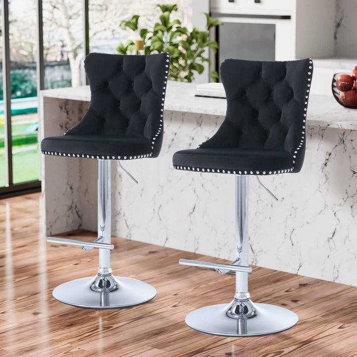 Modern velvet bar stool set of 2 - jiemaisi