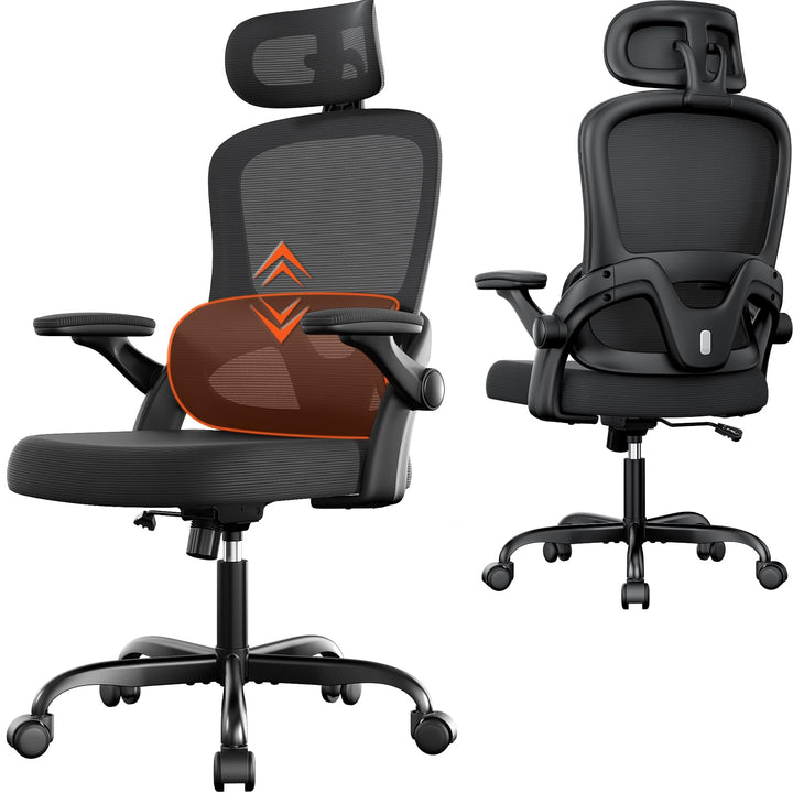 Mesh ergonomic office chair with 3D armrests, upper and lower lumbar support - jiemaisi