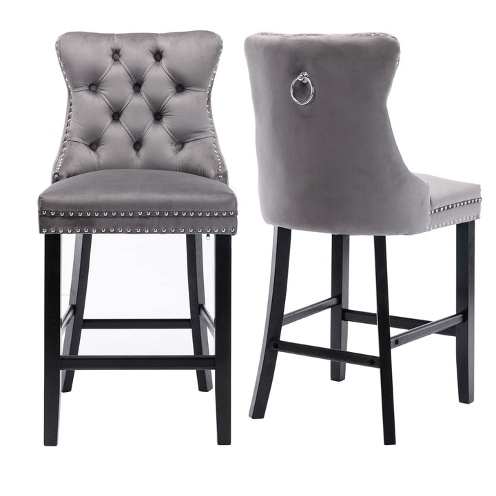 Deluxe Velvet Bar Stools Set of 2 - jiemaisi