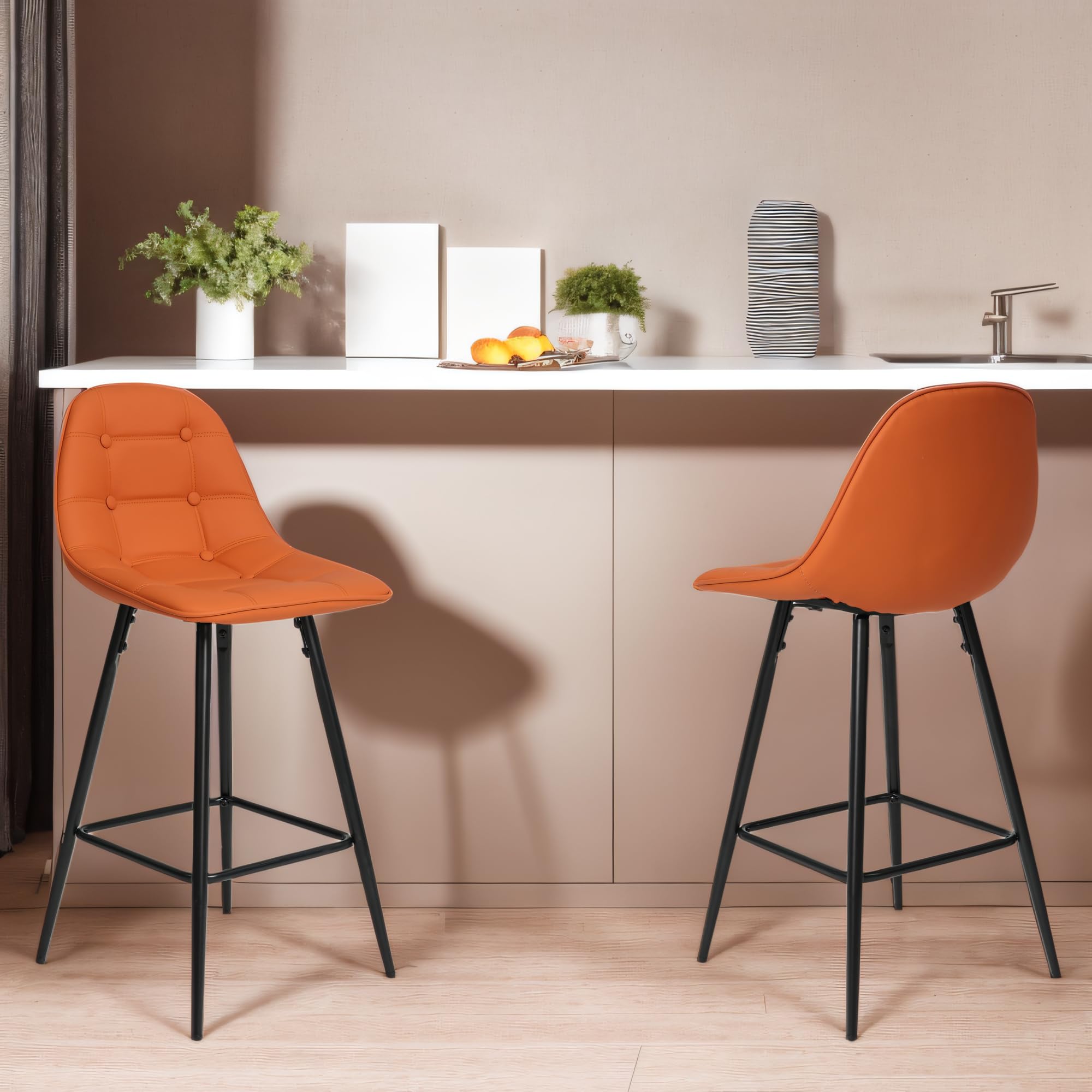 Classic PU Leather Bar Stools Set of 2