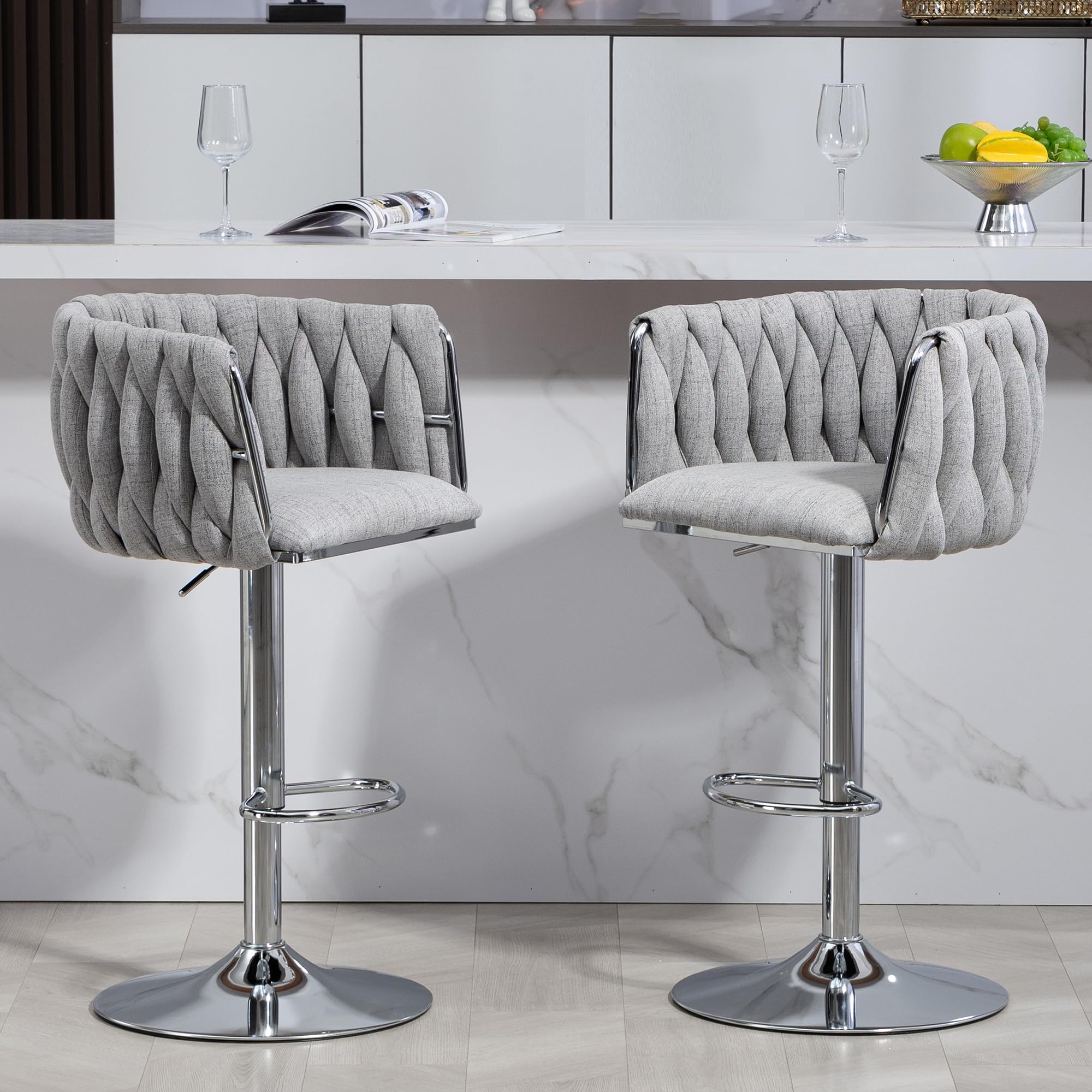 Swivel Bar Stools | 360° Fabric Stools Set | jiemaisi.com