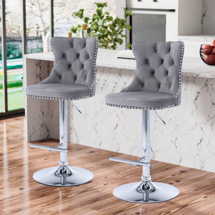 Modern velvet bar stool set of 2 - jiemaisi