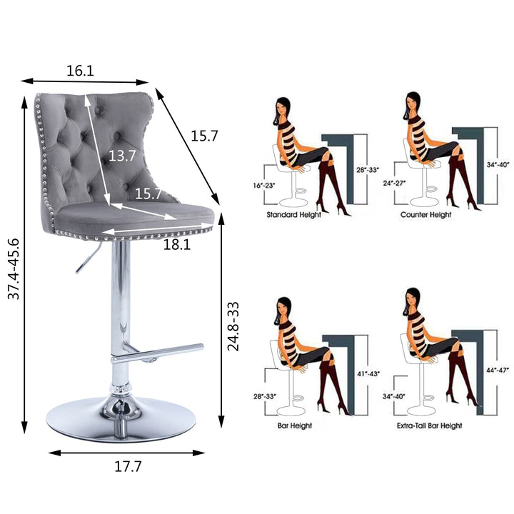 Modern velvet bar stool set of 2 - jiemaisi