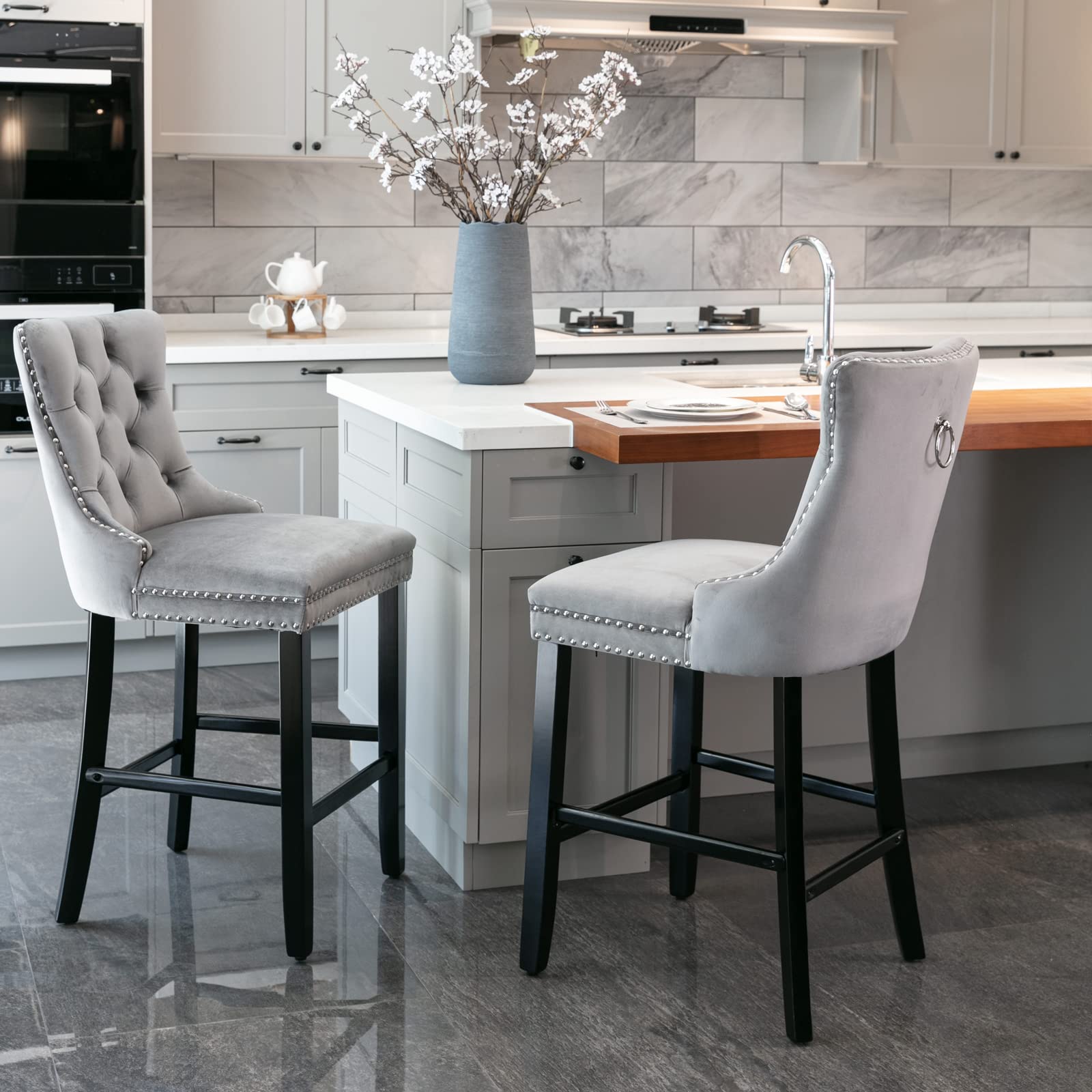 Velvet Bar Stools  | Deluxe Bar Stools Set of 2 | jiemaisi.com