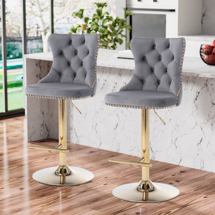 Modern velvet bar stool set of 2 - jiemaisi