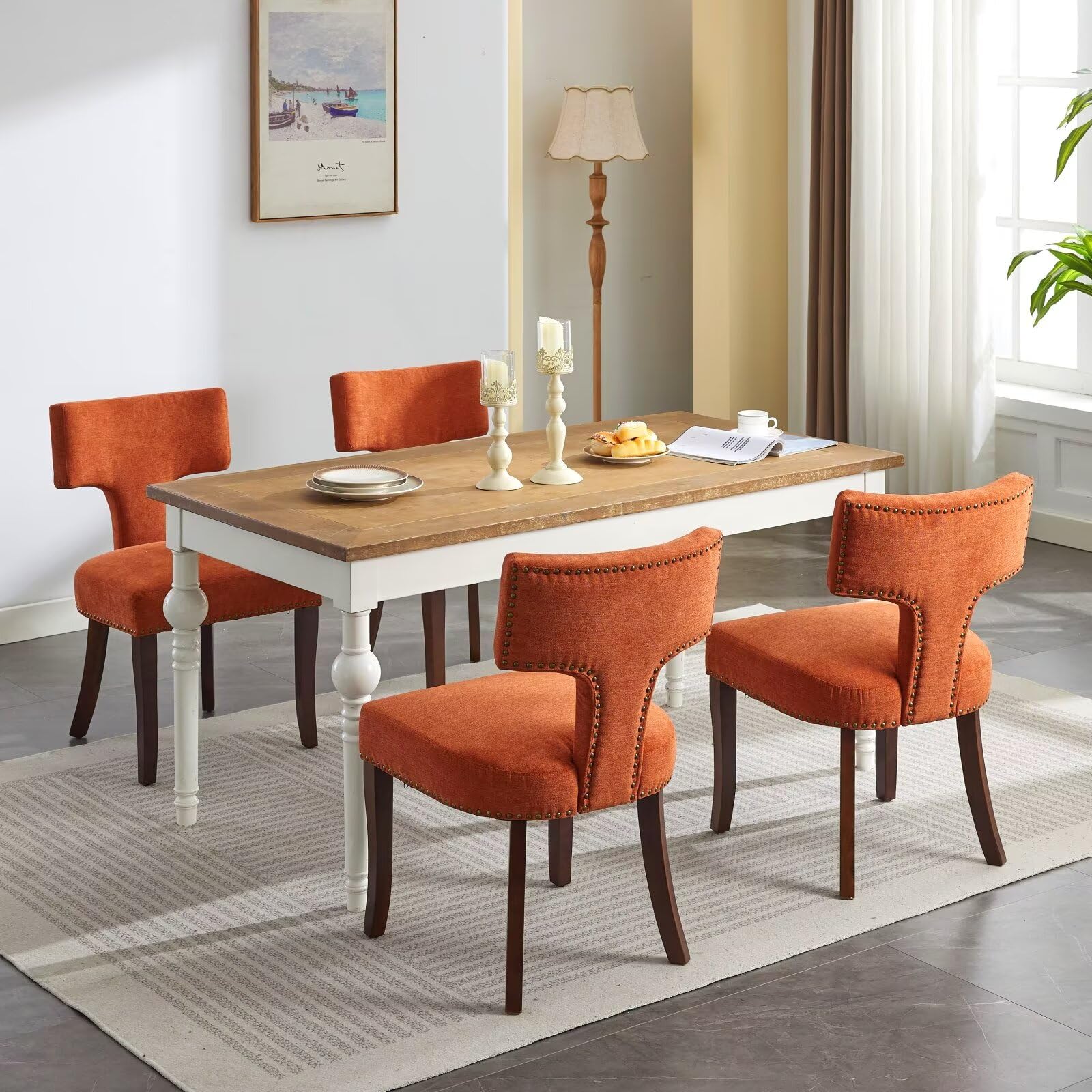 Mid Century Modern Upholstered Dining Chairs Set of 2 for Kitchen or Dining Room