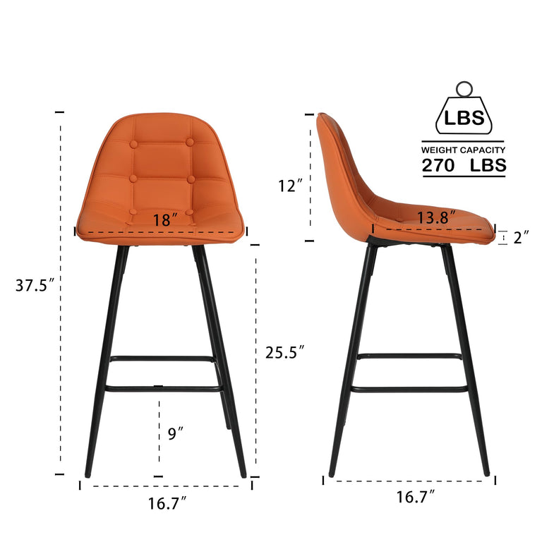 Classic PU Leather Bar Stools Set of 2