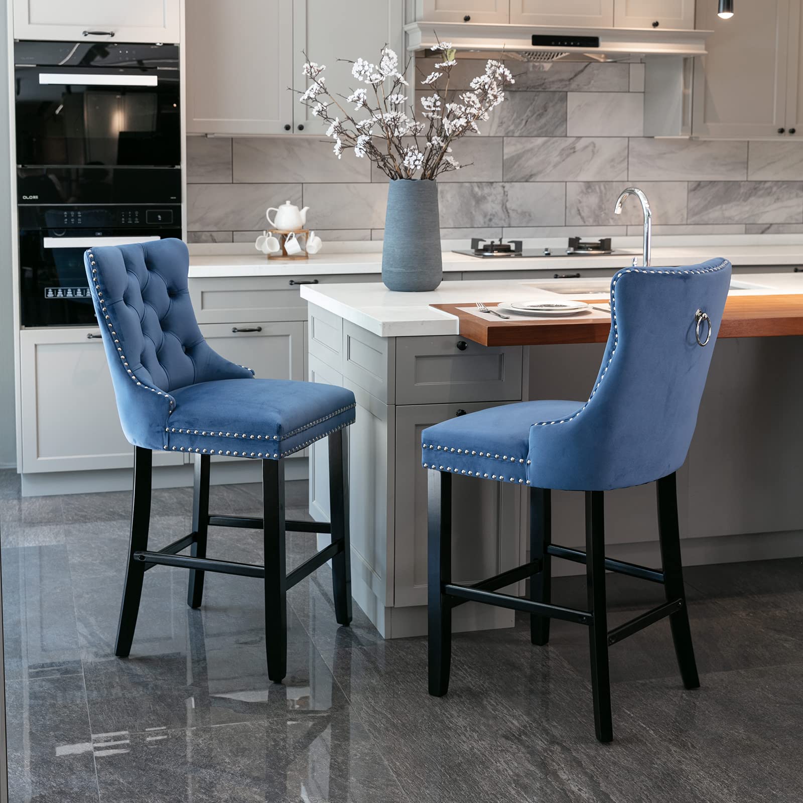 Velvet Bar Stools  | Deluxe Bar Stools Set of 2 | jiemaisi.com