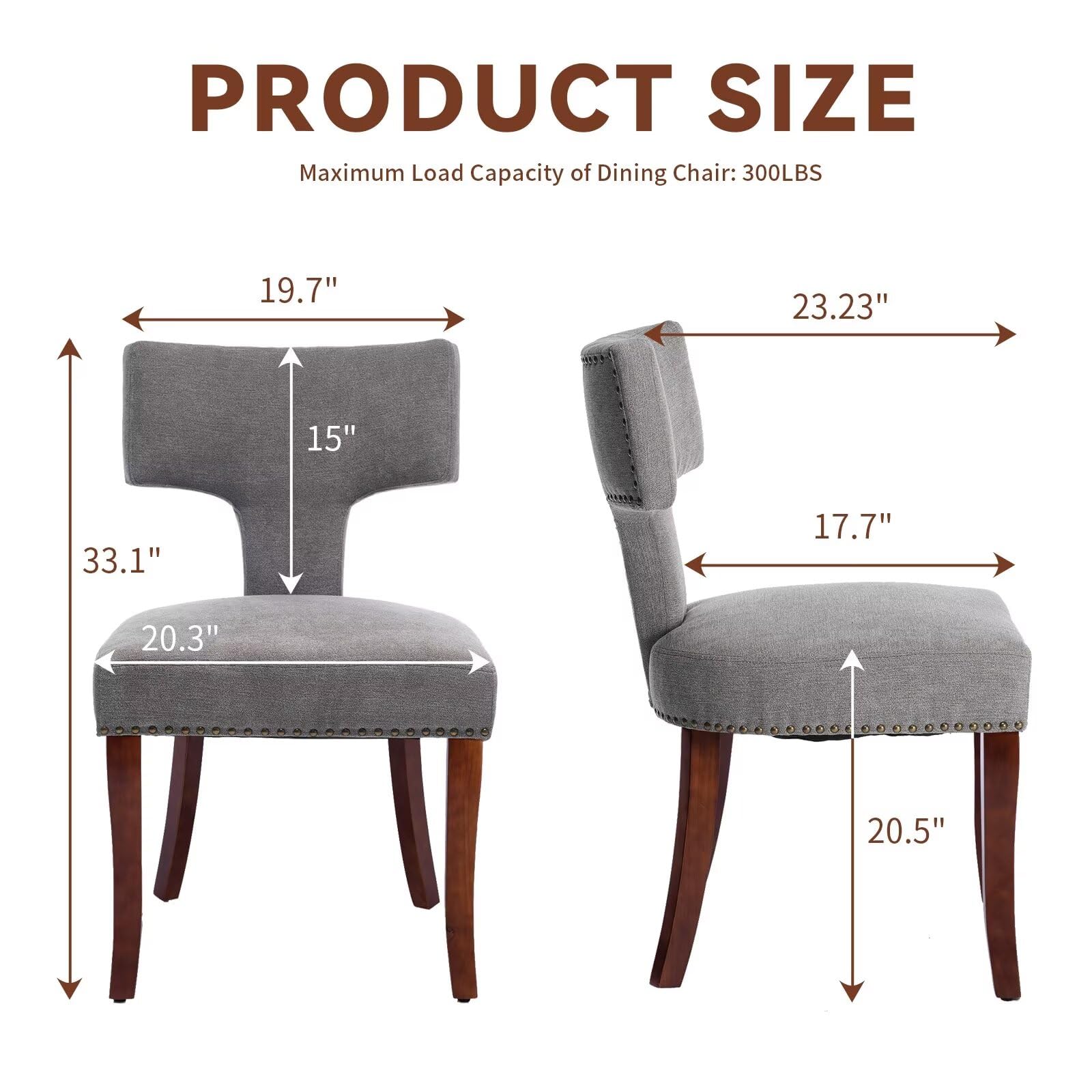 Mid Century Modern Upholstered Dining Chairs Set of 2 for Kitchen or Dining Room