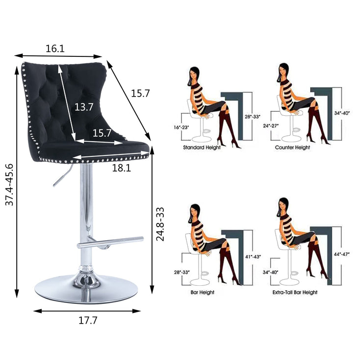 Modern velvet bar stool set of 2 - jiemaisi