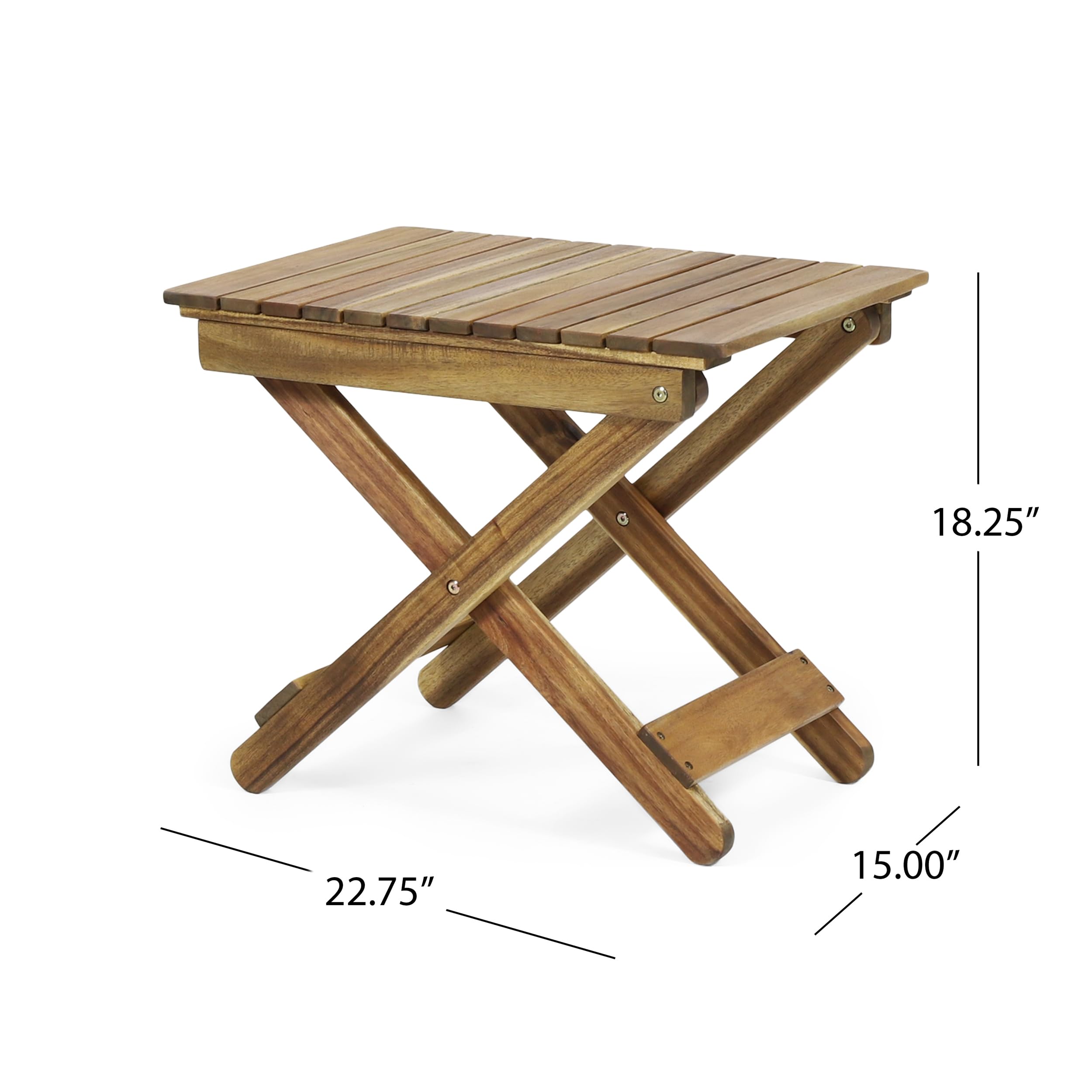 Folding Side Table – Acacia Wood, 22.75
