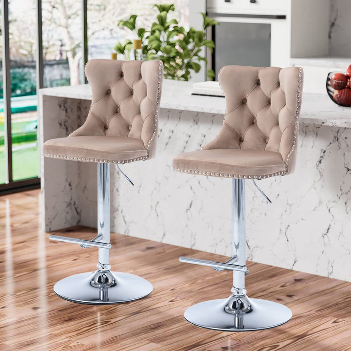 Modern velvet bar stool set of 2 - jiemaisi