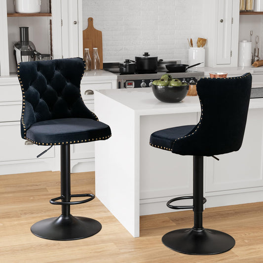 Modern velvet bar stool set of 2