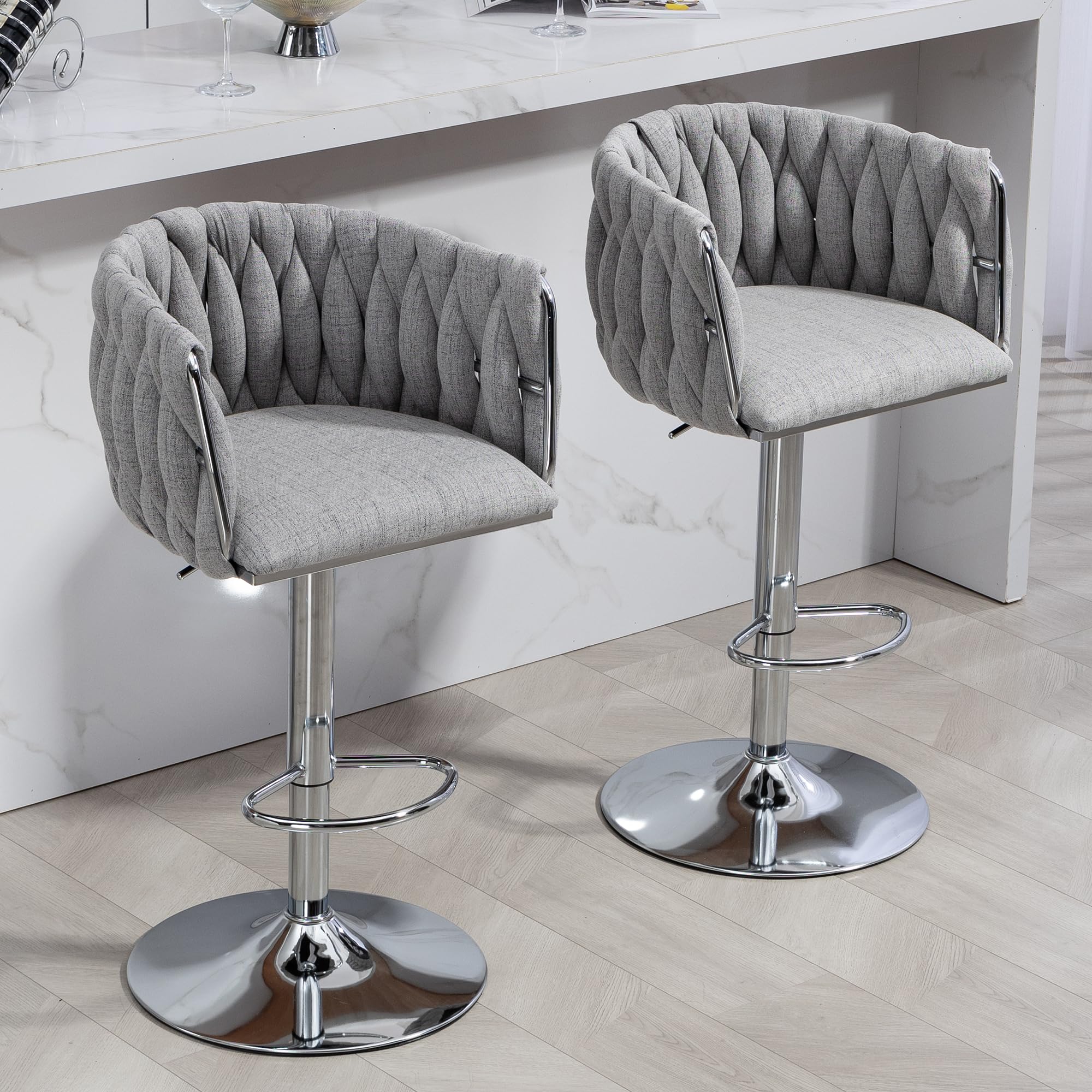 Swivel Bar Stools | 360° Fabric Stools Set | jiemaisi.com