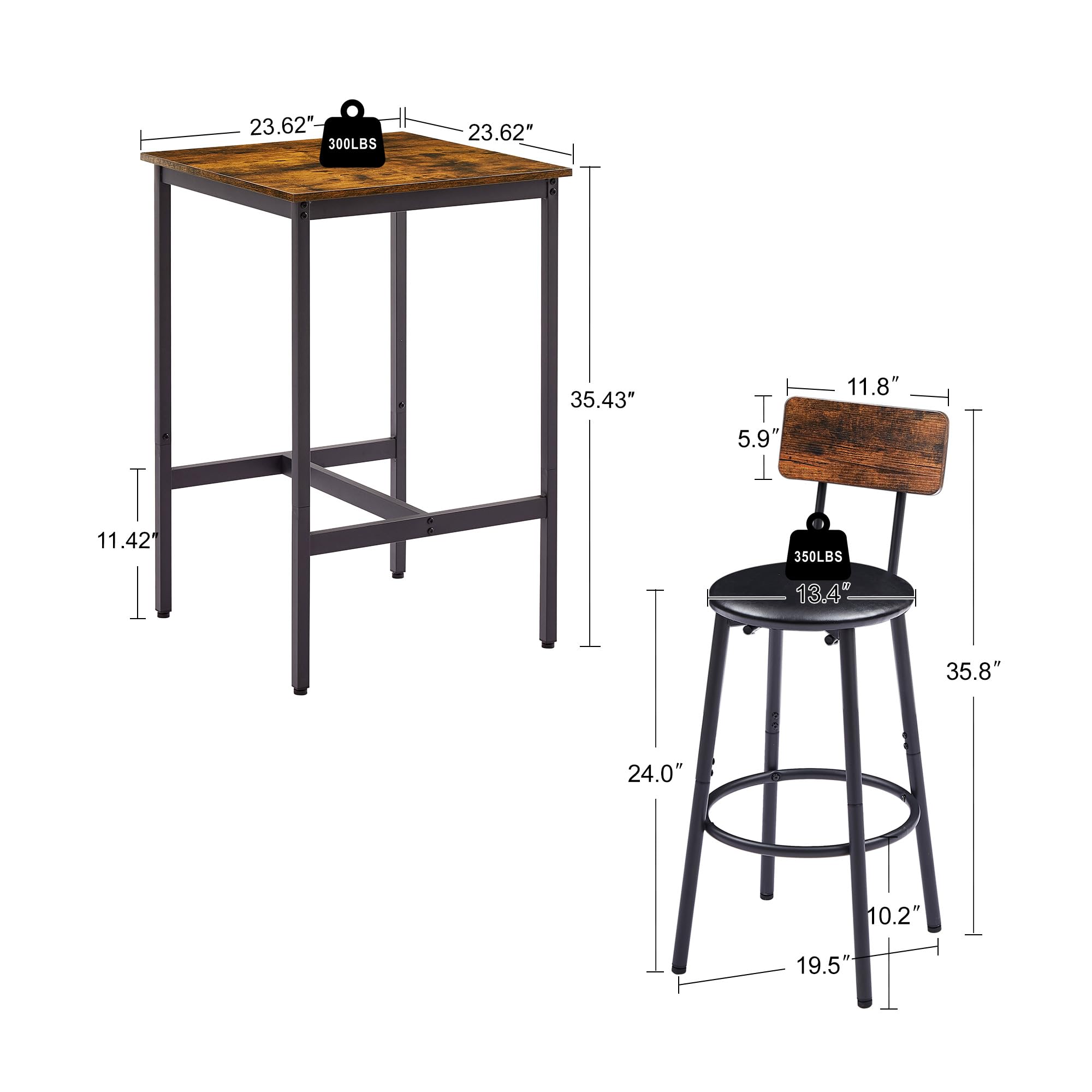 Bar Table and Chairs Set | Table Set with 2 Stools | jiemaisi.com
