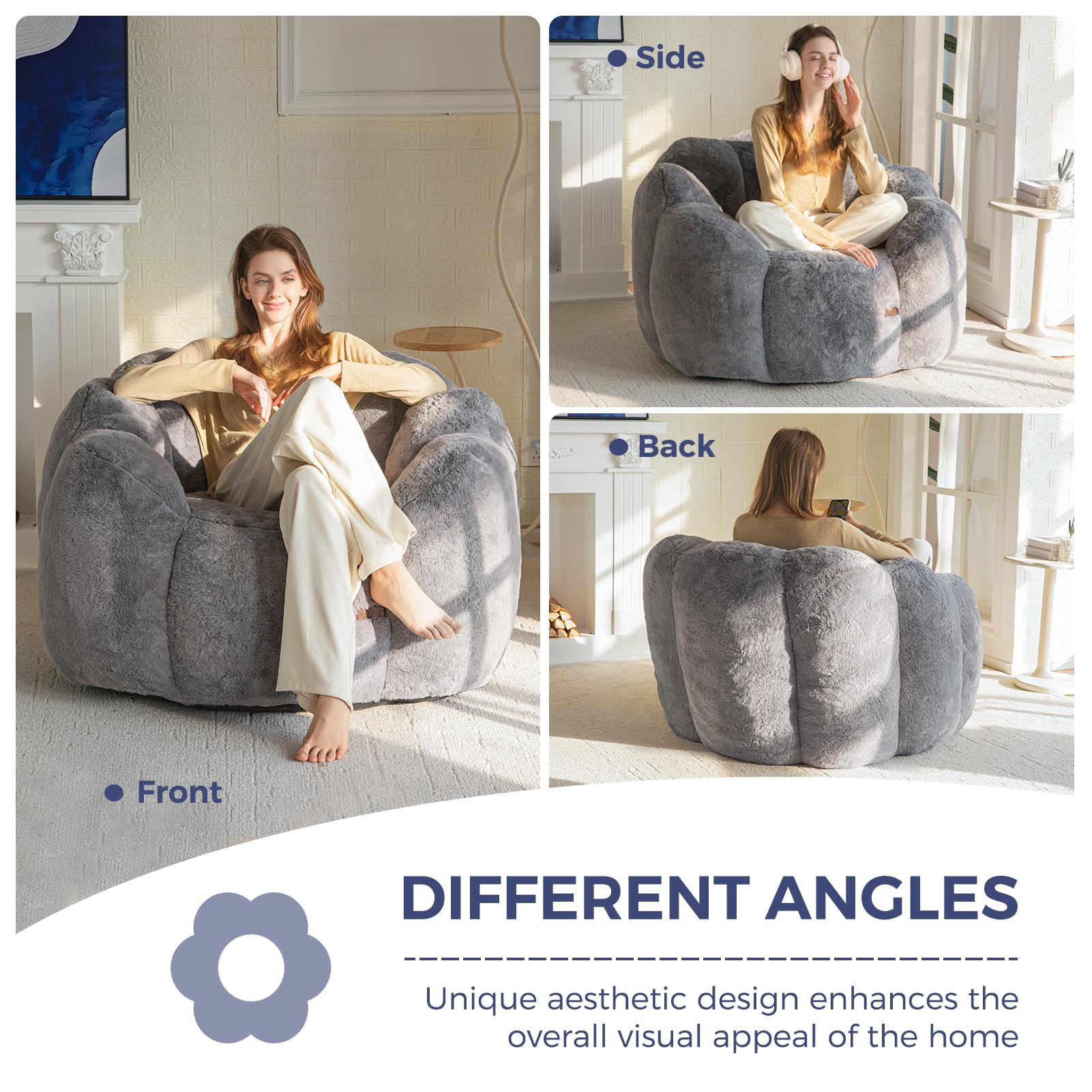 Lotus Bean Bag Sofa for Adults – Ultra Soft, No Installation, Easy to Move & Perfect for Any Room