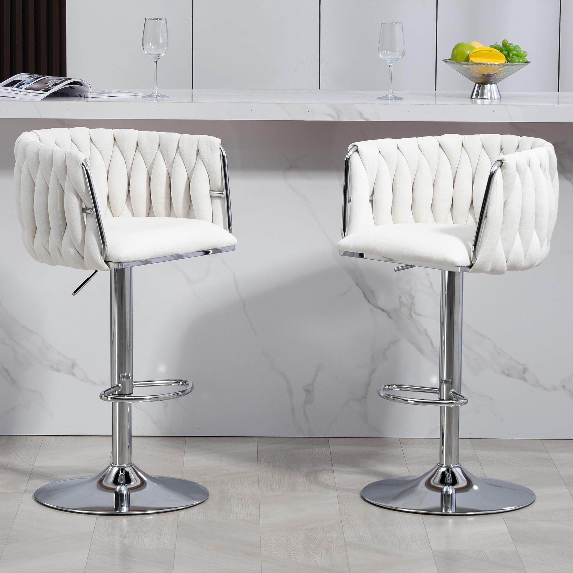 Swivel Bar Stools | 360° Fabric Stools Set | jiemaisi.com