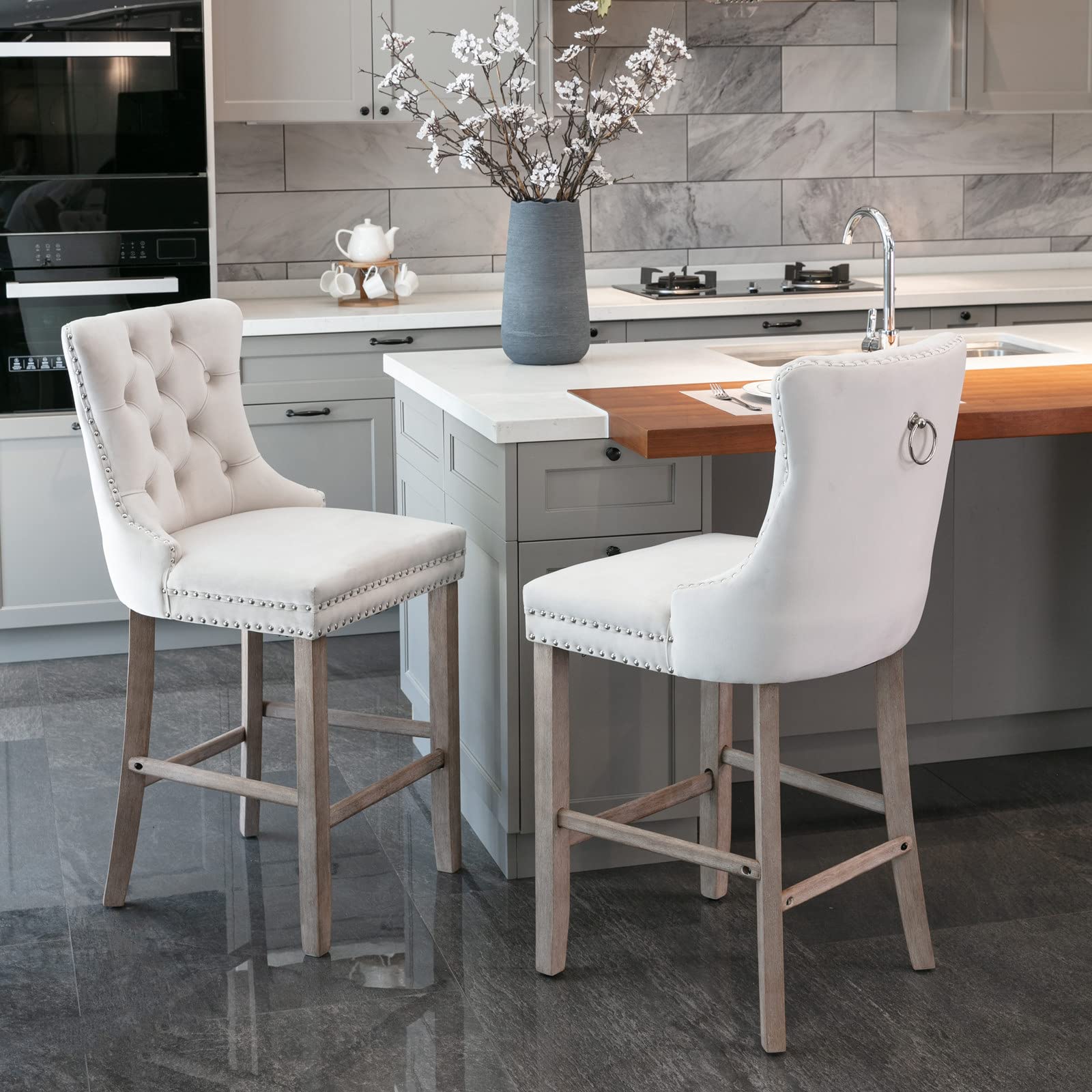 Velvet Bar Stools  | Deluxe Bar Stools Set of 2 | jiemaisi.com