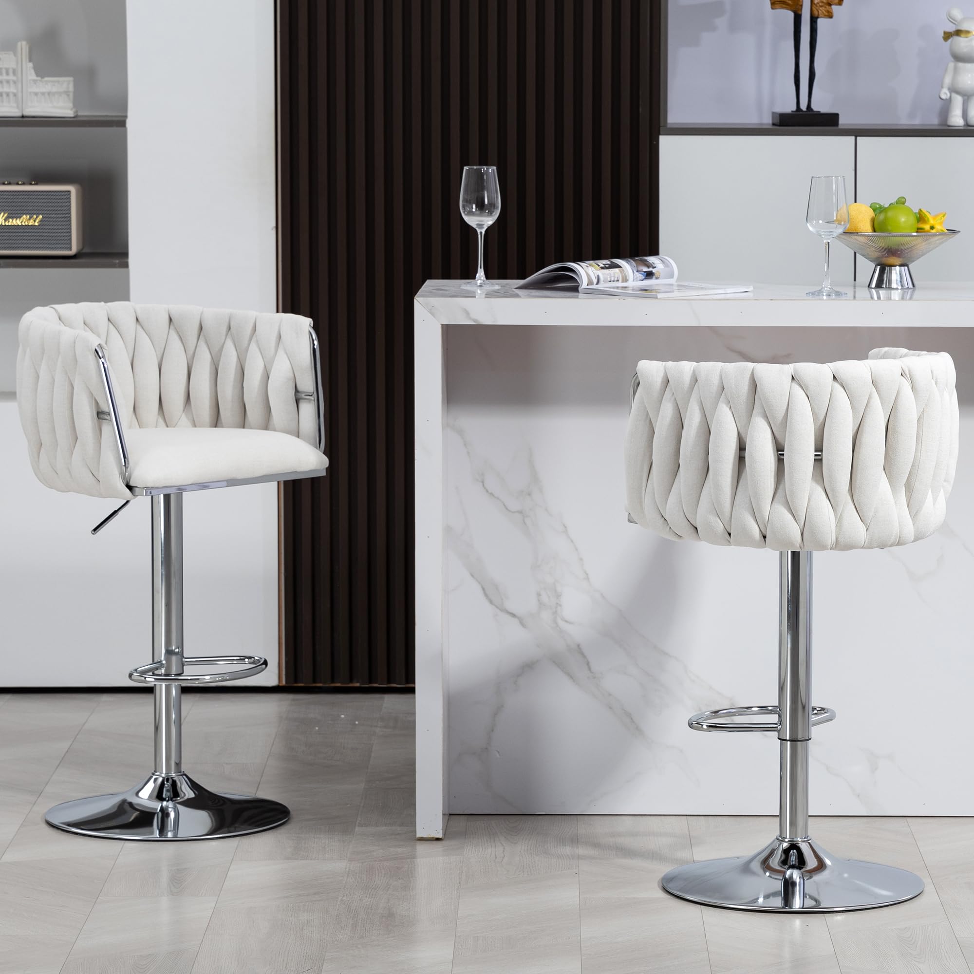 Swivel Bar Stools | 360° Fabric Stools Set | jiemaisi.com