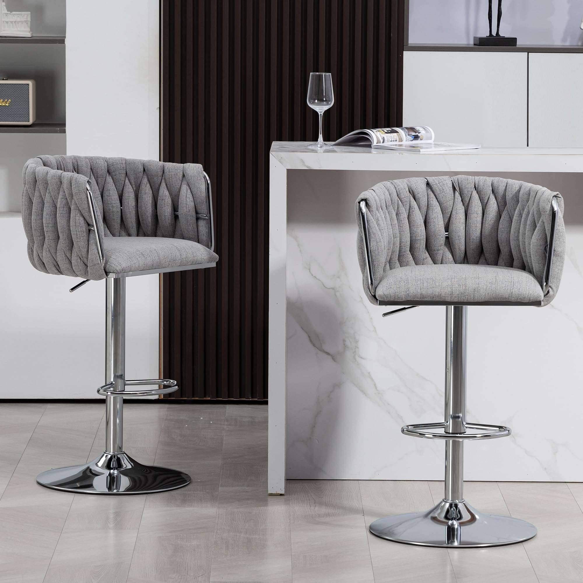 Swivel Bar Stools | 360° Fabric Stools Set | jiemaisi.com