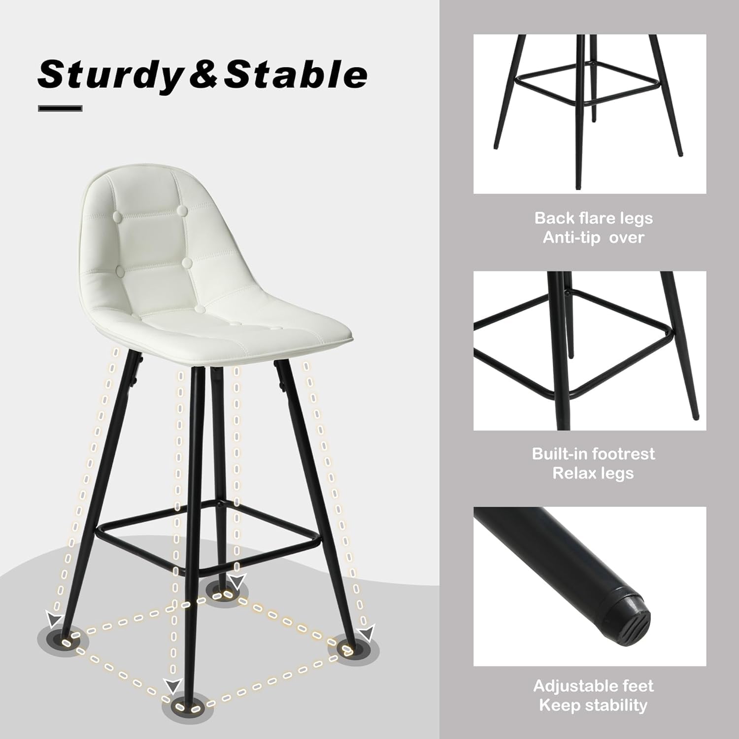 Classic PU Leather Bar Stools Set of 2