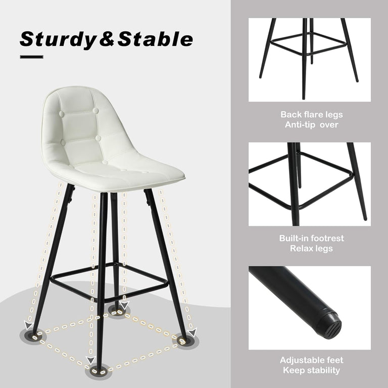 Classic PU Leather Bar Stools Set of 2