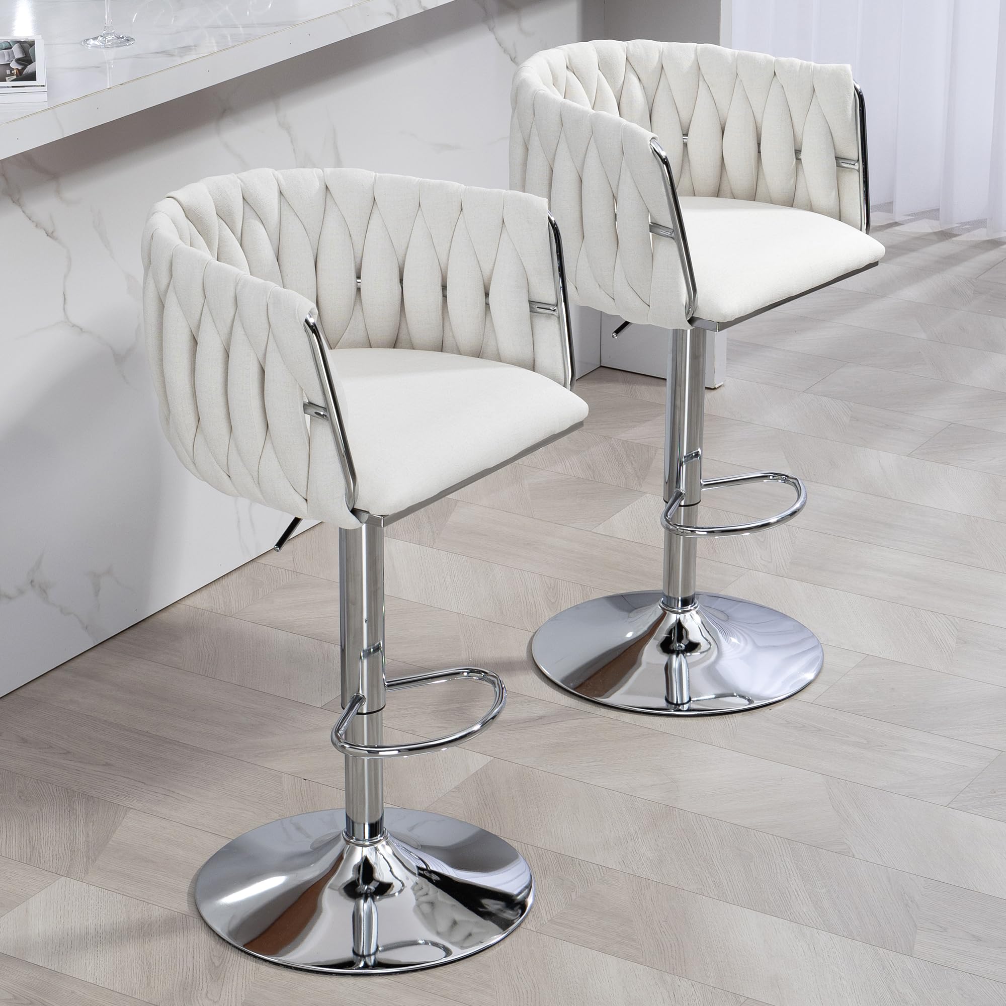 Swivel Bar Stools | 360° Fabric Stools Set | jiemaisi.com