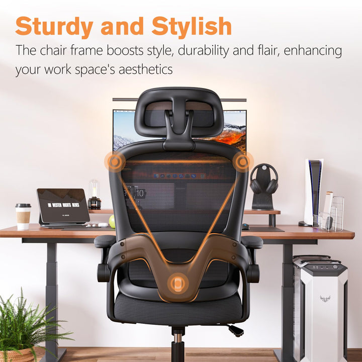 Mesh ergonomic office chair with 3D armrests, upper and lower lumbar support - jiemaisi