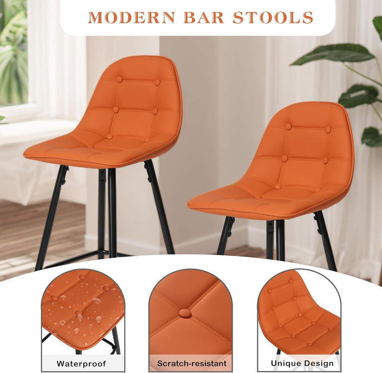 Classic PU Leather Bar Stools Set of 2