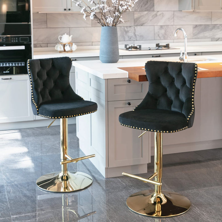 Modern velvet bar stool set of 2 - jiemaisi