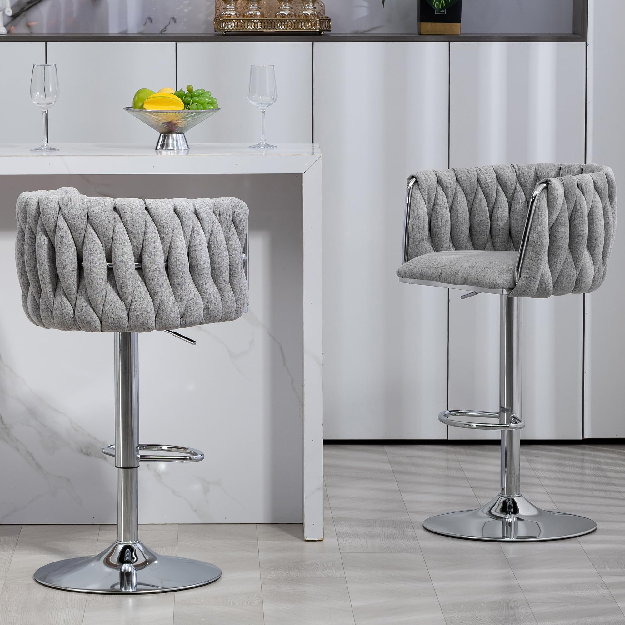 Swivel Bar Stools | 360° Fabric Stools Set | jiemaisi.com