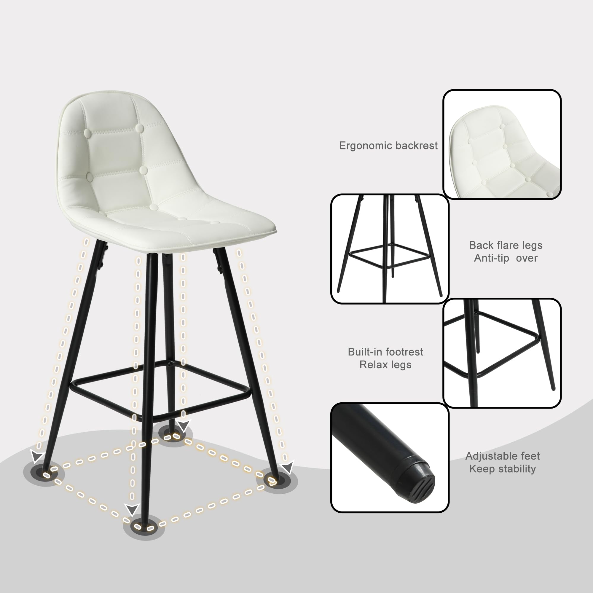 Classic PU Leather Bar Stools Set of 2