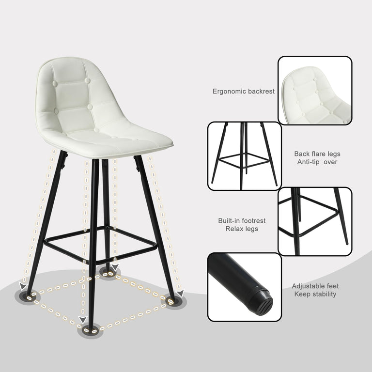 Classic PU Leather Bar Stools Set of 2