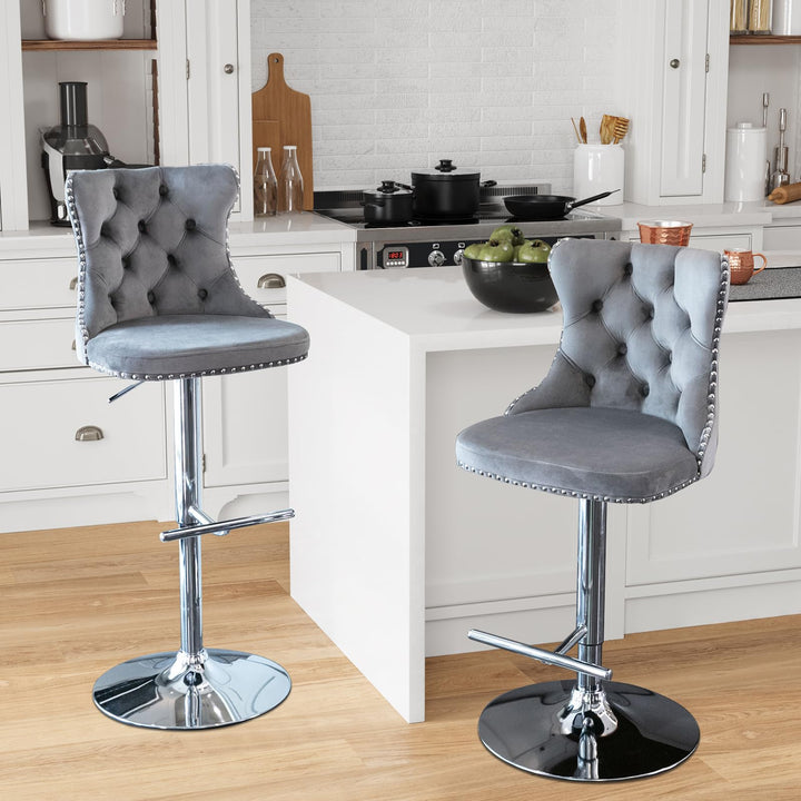 Modern velvet bar stool set of 2 - jiemaisi