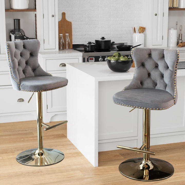 Modern velvet bar stool set of 2 - jiemaisi