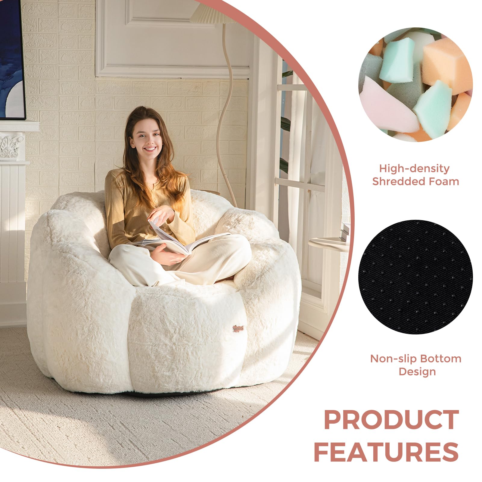 Lotus Bean Bag Sofa for Adults – Ultra Soft, No Installation, Easy to Move & Perfect for Any Room