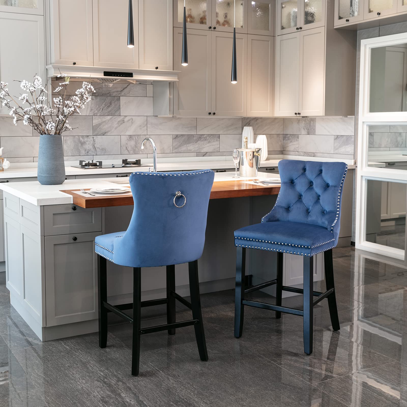 Velvet Bar Stools  | Deluxe Bar Stools Set of 2 | jiemaisi.com