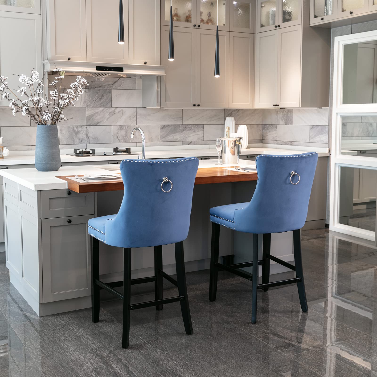 Velvet Bar Stools  | Deluxe Bar Stools Set of 2 | jiemaisi.com