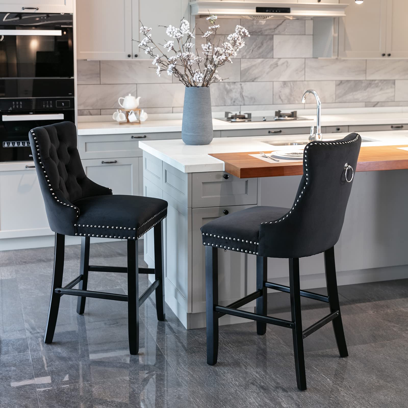Velvet Bar Stools  | Deluxe Bar Stools Set of 2 | jiemaisi.com