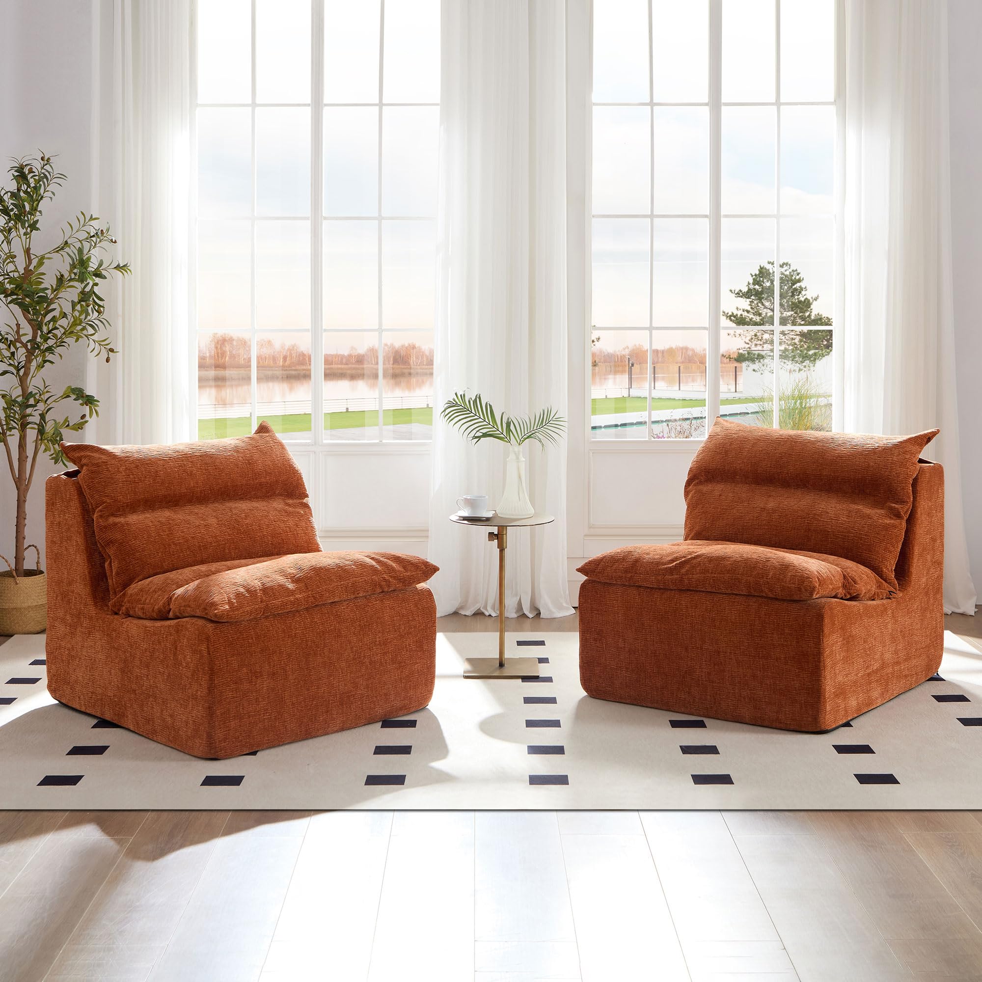 Modern Armless Lounge Chair – Comfy Single Sofa with Backrest for Living Room or Bedroom