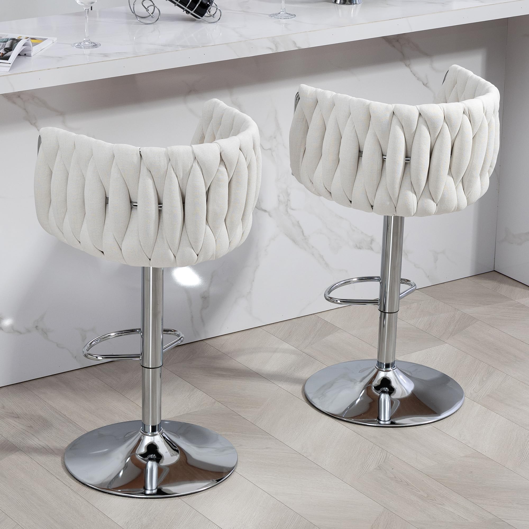 Swivel Bar Stools | 360° Fabric Stools Set | jiemaisi.com